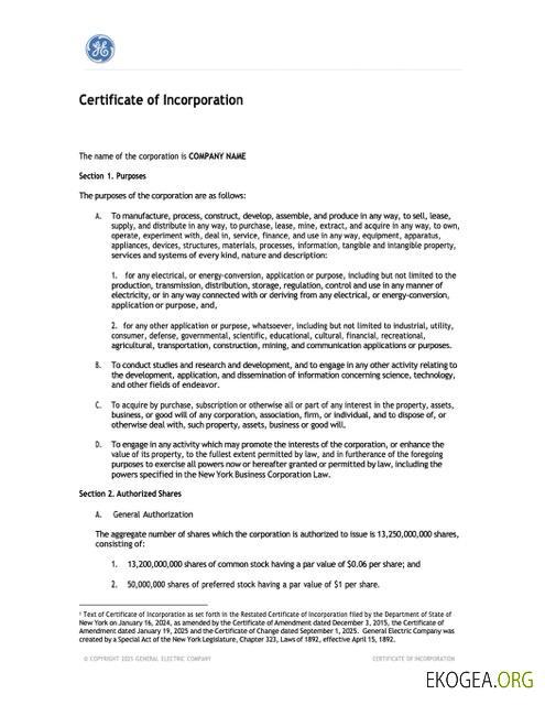 Modèle Word et PDF de certificat de constitution aux États Unis à New York